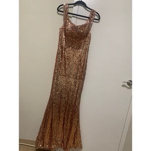 Rose Gold Sequin Maxi Dress